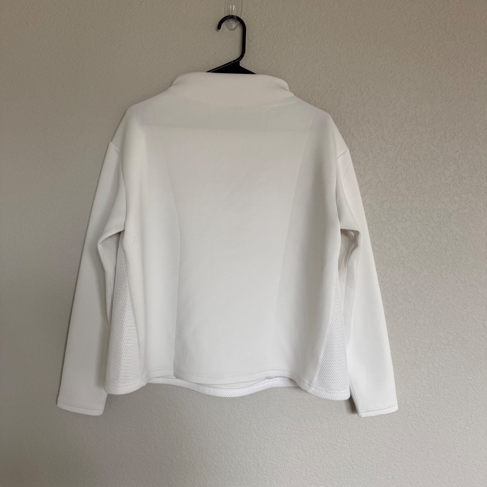 ADAY Like A Boss Mock Neck Sweatshirt White Mesh Back Pullover Scuba Large